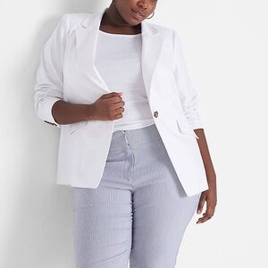 NWT Lane Bryant White Linen Blazer